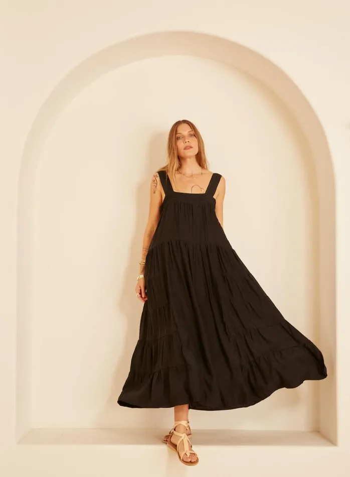 Jasmine Maxi Black Silk Women Natalie Martin Dresses