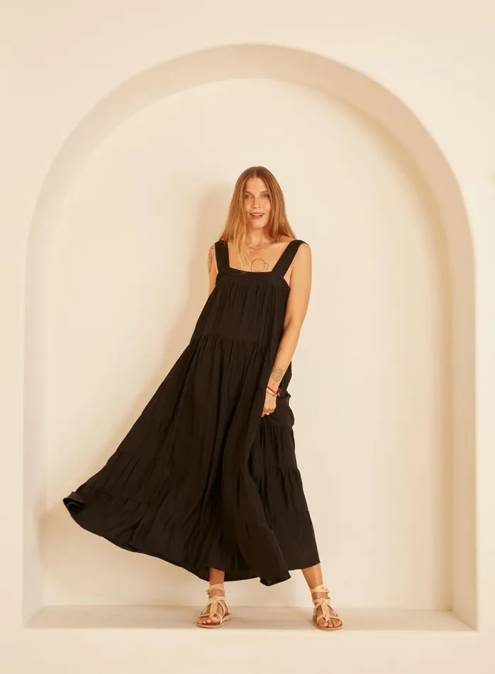 Jasmine Maxi Black Silk Women Natalie Martin Dresses