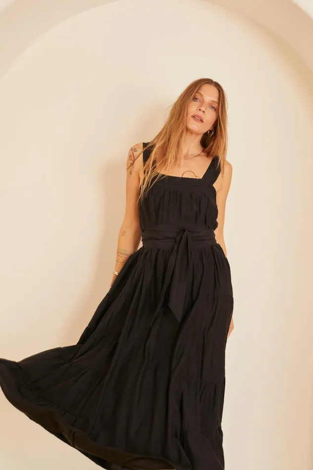 Jasmine Maxi Black Silk Women Natalie Martin Dresses