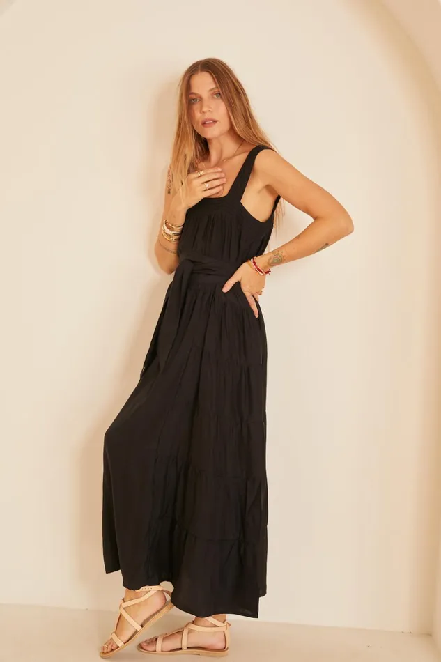 Jasmine Maxi Black Silk Women Natalie Martin Dresses