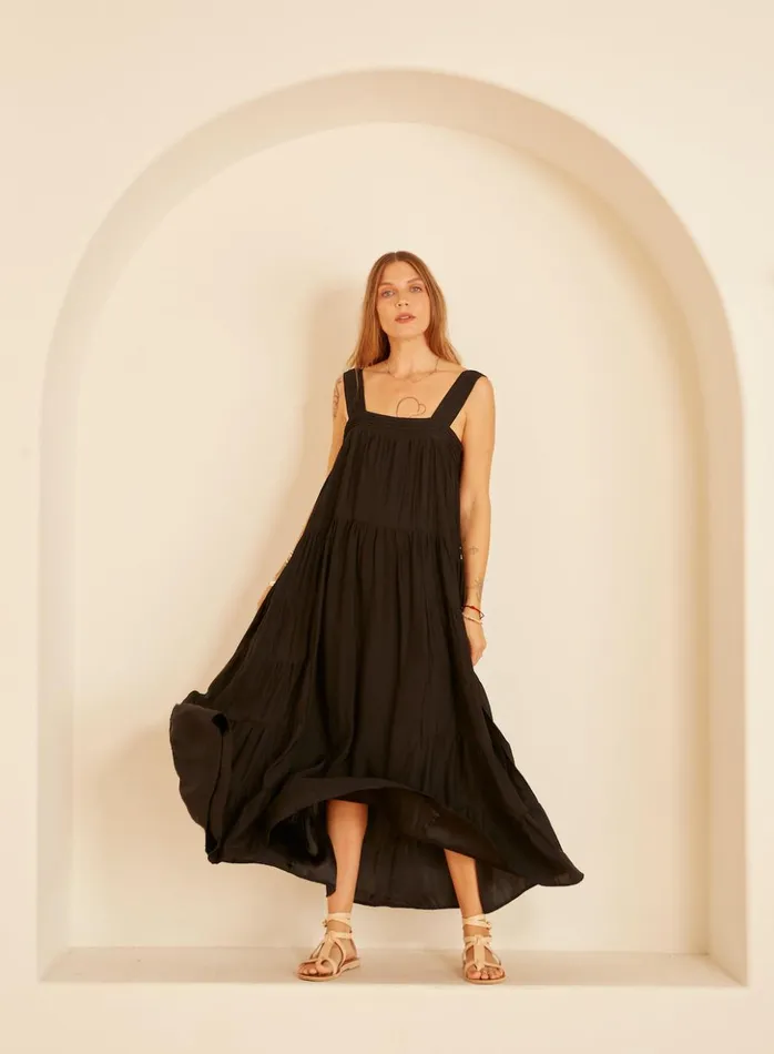 Jasmine Maxi Black Silk Women Natalie Martin Dresses