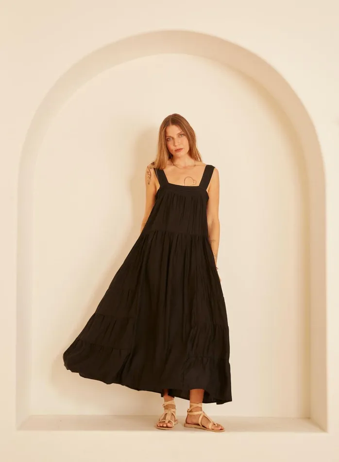 Jasmine Maxi Black Silk Women Natalie Martin Dresses