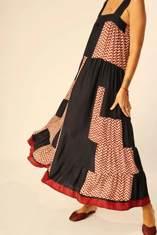 Jasmine Maxi Block Zigzag Noire Women Natalie Martin Dresses