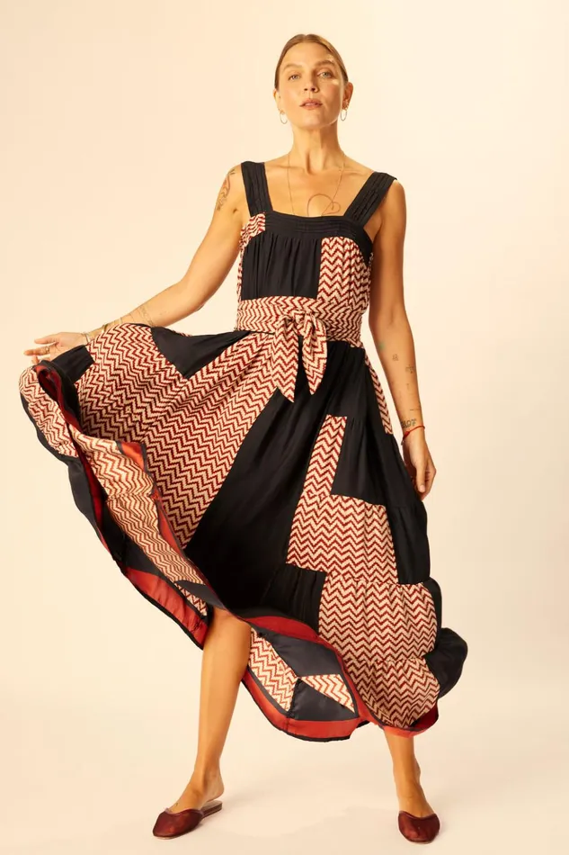 Jasmine Maxi Block Zigzag Noire Women Natalie Martin Dresses