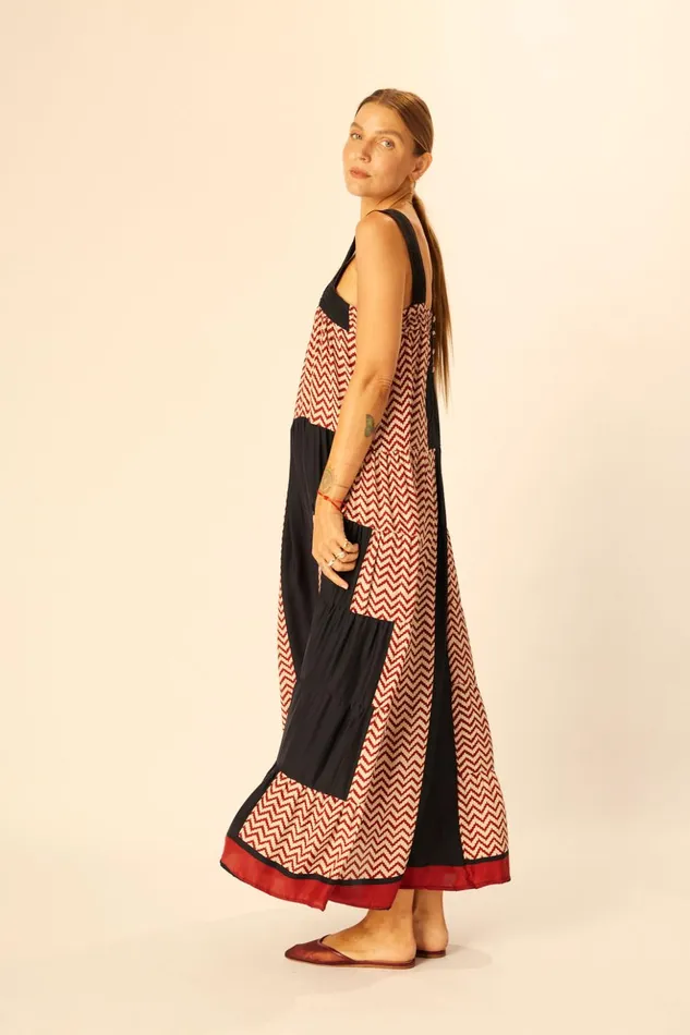Jasmine Maxi Block Zigzag Noire Women Natalie Martin Dresses