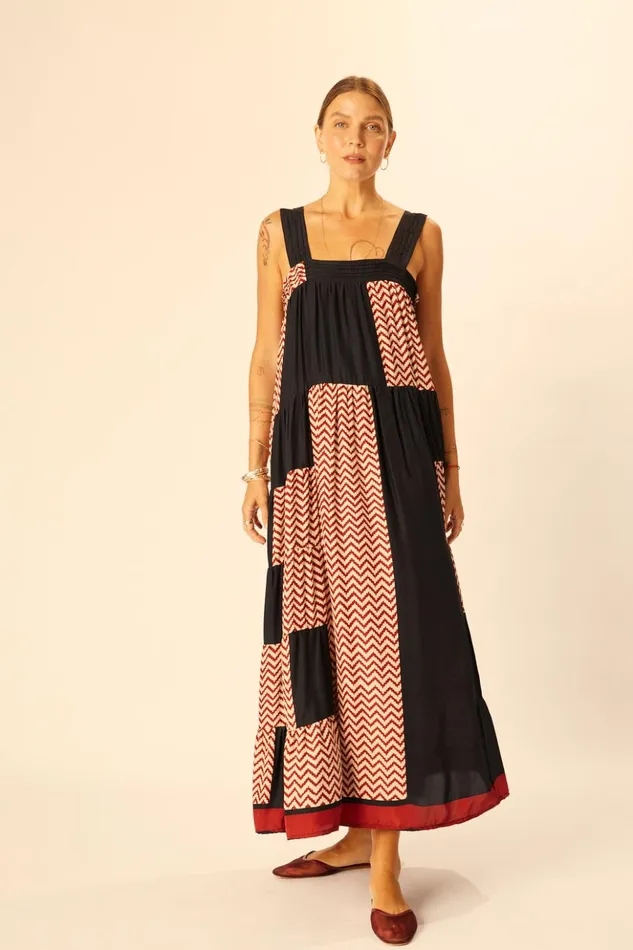 Jasmine Maxi Block Zigzag Noire Women Natalie Martin Dresses