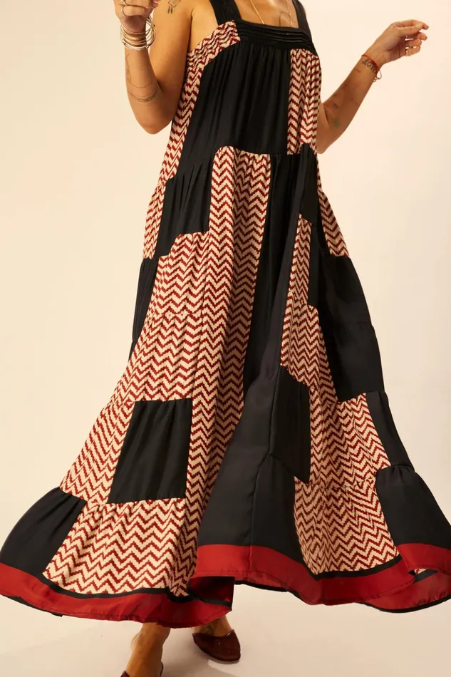Jasmine Maxi Block Zigzag Noire Women Natalie Martin Dresses