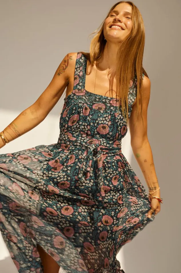 Jasmine Maxi Vintage Flowers Indigo Women Natalie Martin Dresses