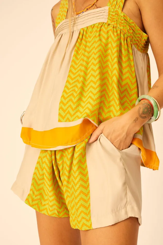 Jasmine Top Block Zigzag Tangerine Women Natalie Martin Tops
