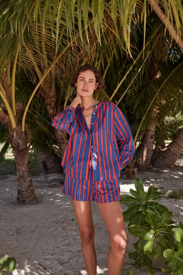 Jasper Short Batik Stripe Blood Orange Women Natalie Martin Bottoms