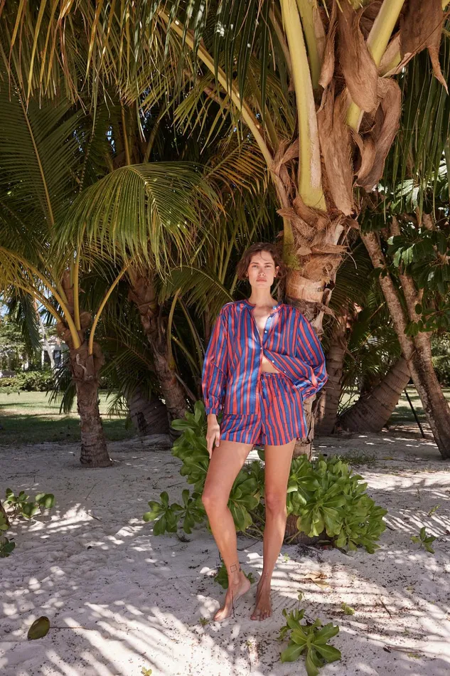 Jasper Short Batik Stripe Blood Orange Women Natalie Martin Bottoms