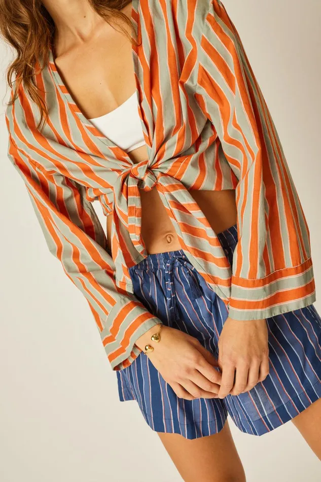 Jasper Short Batik Stripe Navy Women Natalie Martin Bottoms