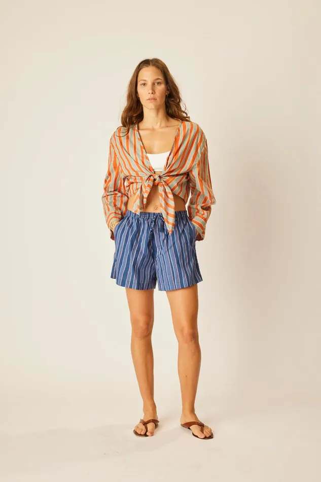 Jasper Short Batik Stripe Navy Women Natalie Martin Bottoms