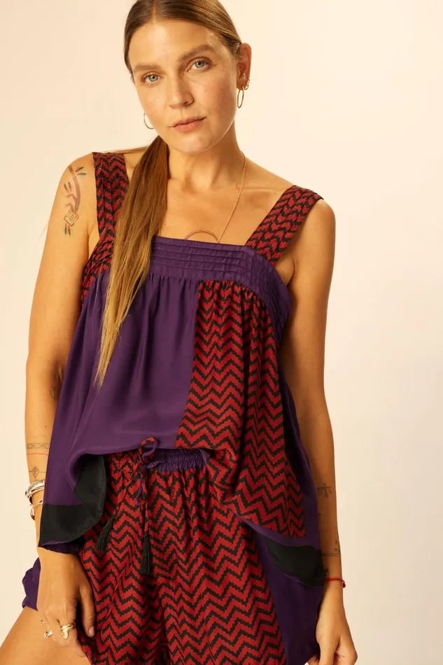 Jasper Short Block Zigzag Aubergine Women Natalie Martin Bottoms