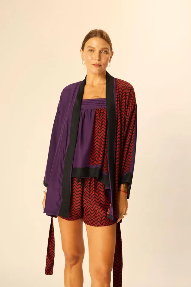 Jasper Short Block Zigzag Aubergine Women Natalie Martin Bottoms
