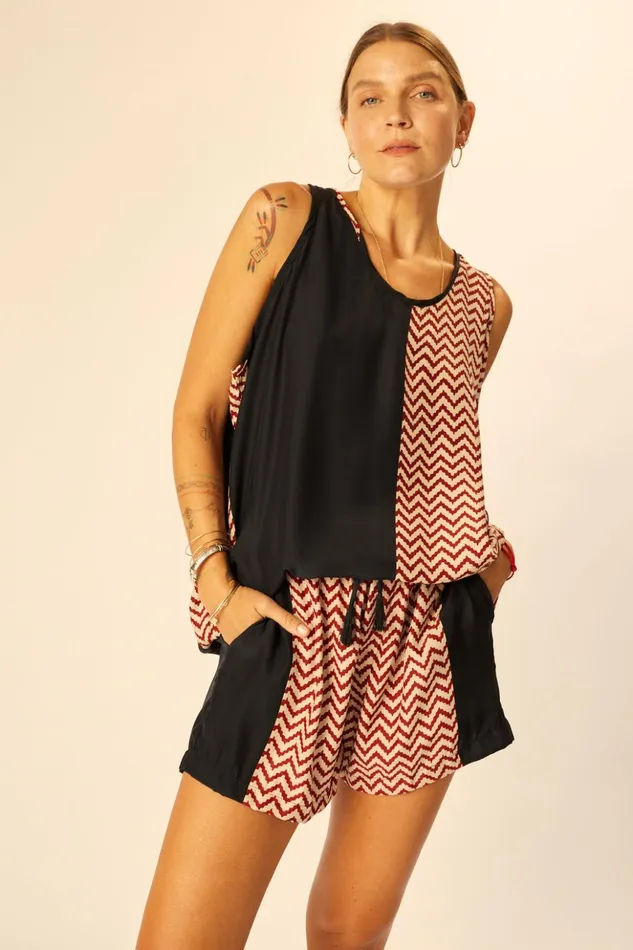 Jasper Short Block Zigzag Noire Women Natalie Martin Bottoms