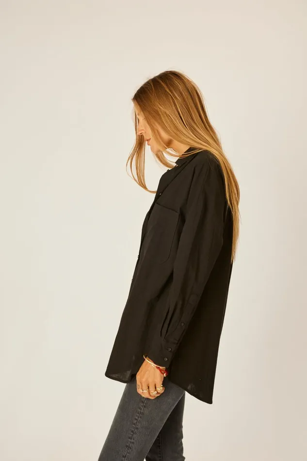 Jennifer Shirt Black Flat Cotton Women Natalie Martin Tops