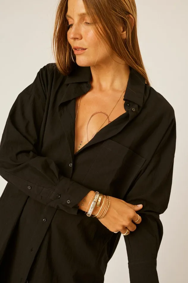 Jennifer Shirt Black Flat Cotton Women Natalie Martin Tops