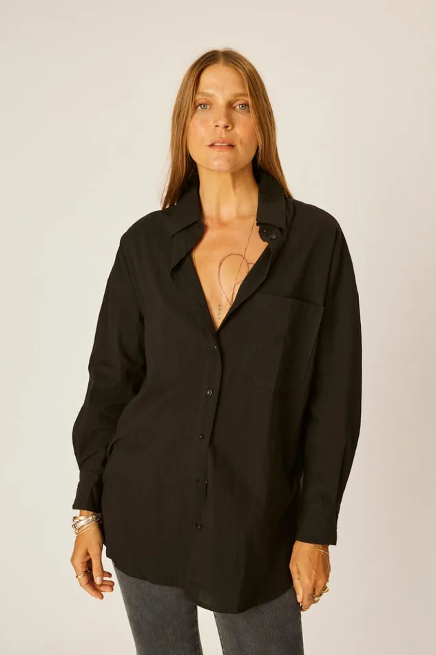 Jennifer Shirt Black Flat Cotton Women Natalie Martin Tops