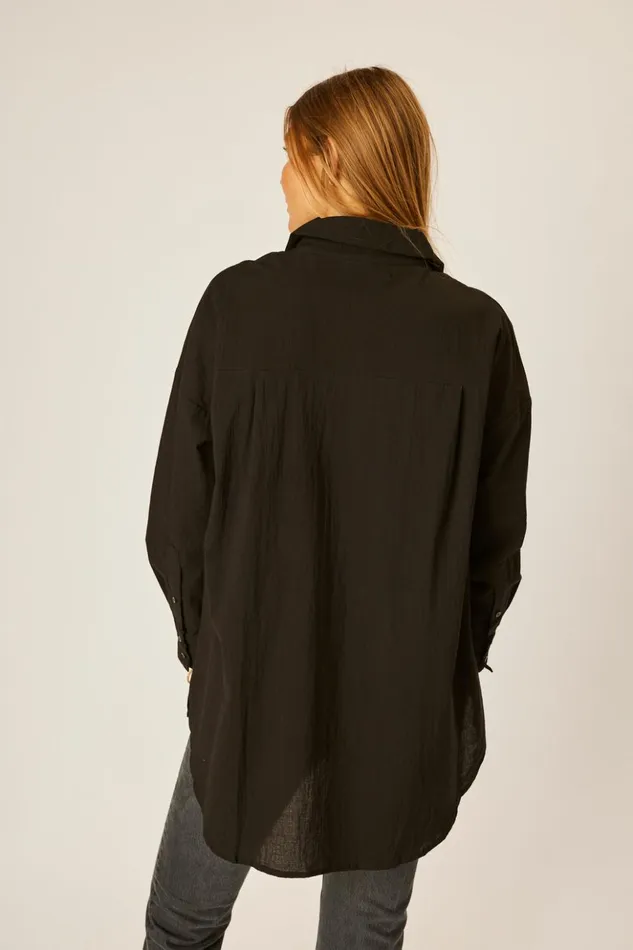 Jennifer Shirt Black Flat Cotton Women Natalie Martin Tops