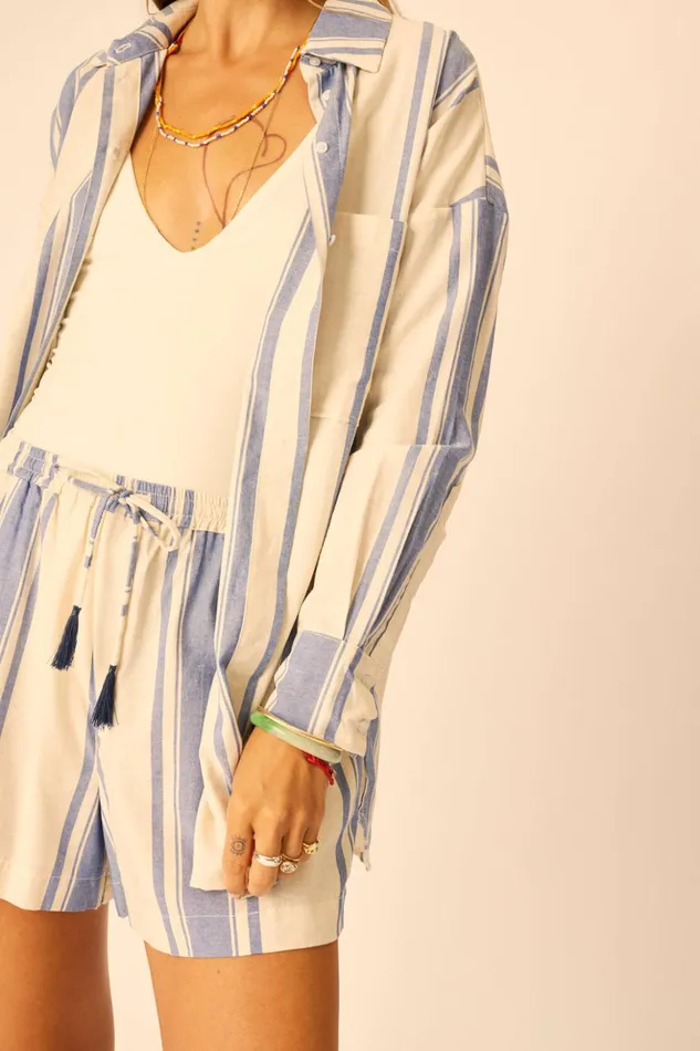 Jennifer Shirt French Stripe Blue Women Natalie Martin Tops