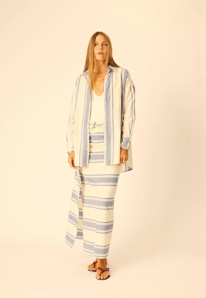 Jennifer Shirt French Stripe Blue Women Natalie Martin Tops