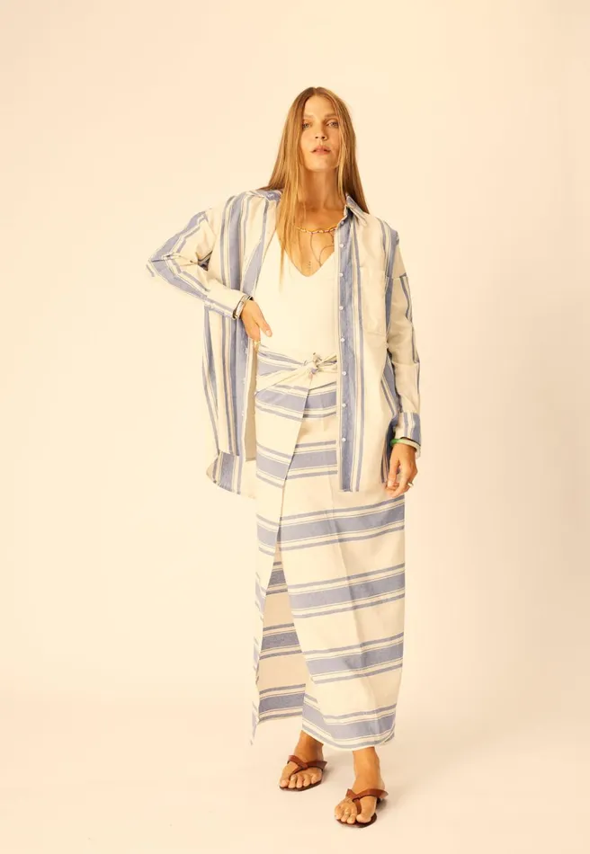 Jennifer Shirt French Stripe Blue Women Natalie Martin Tops