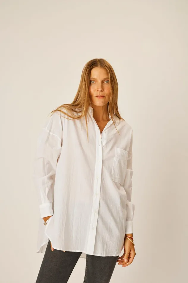 Jennifer Shirt White Flat Cotton Women Natalie Martin Coverups