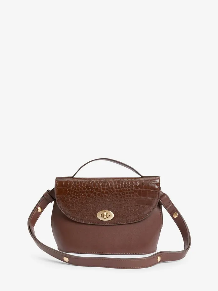 Joules Bags Women Brown Faux Leather Croc Effect Cross Body Bag