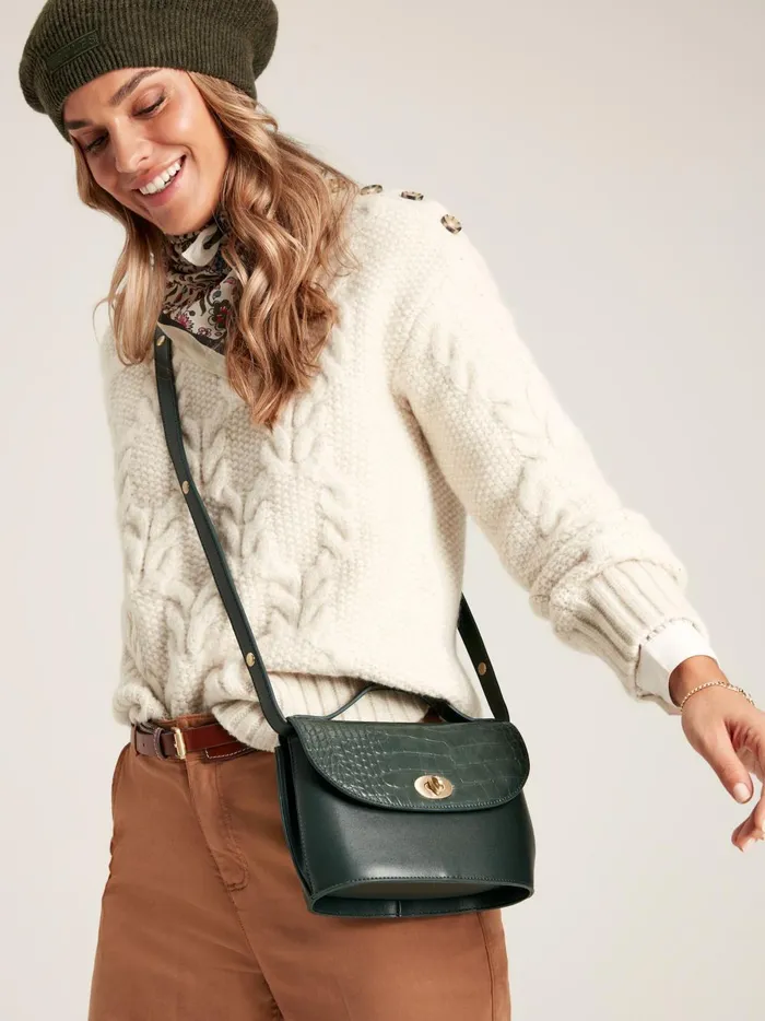 Joules Bags Women Green Faux Leather Croc Effect Cross Body Bag