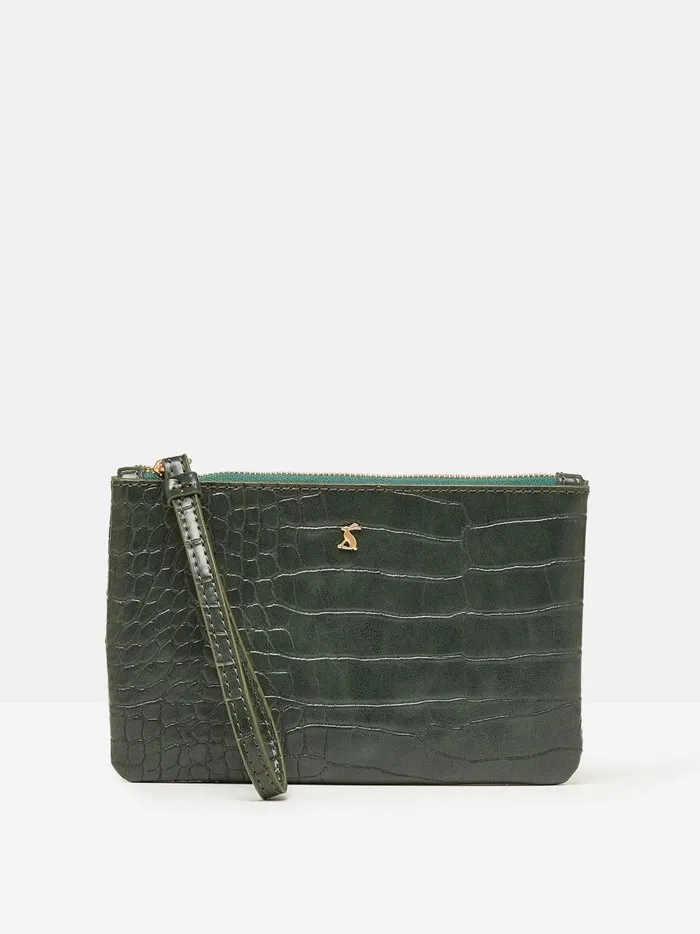 Joules Bags Women Green Faux Leather Croc Effect Wrist Purse