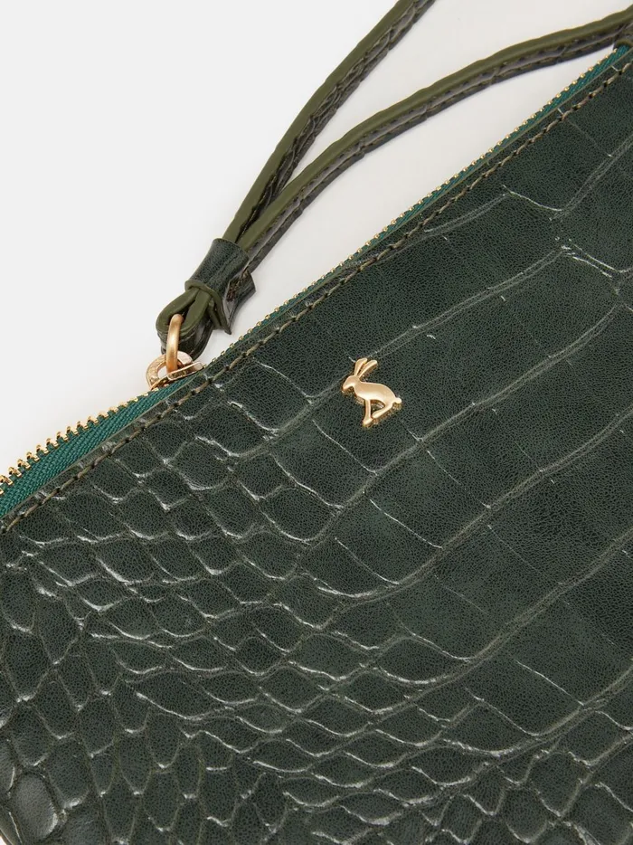 Joules Bags Women Green Faux Leather Croc Effect Wrist Purse