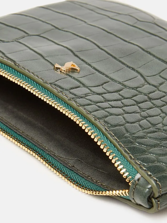 Joules Bags Women Green Faux Leather Croc Effect Wrist Purse