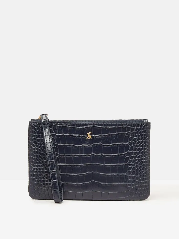Joules Bags Women Navy Faux Leather Croc Effect Wrist Purse