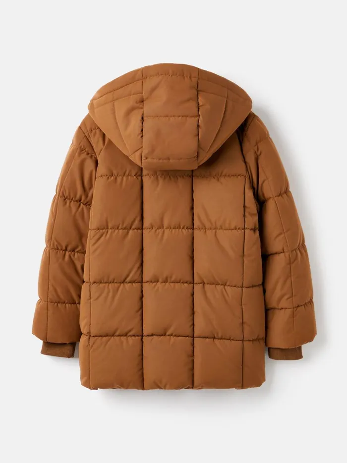 Joules Coats and Jackets Boys Brown Showerproof Square Quilt Padded Coat