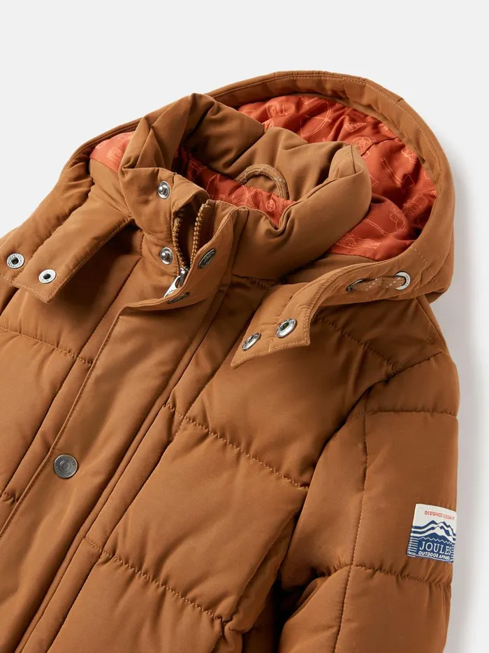 Joules Coats and Jackets Boys Brown Showerproof Square Quilt Padded Coat