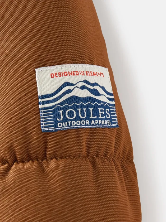 Joules Coats and Jackets Boys Brown Showerproof Square Quilt Padded Coat