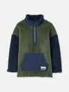 Joules Coats and Jackets Boys GreenNavy Half Zip Borg Fleece