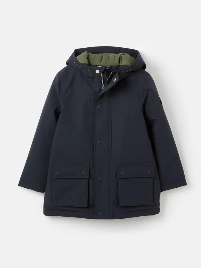 Joules Coats and Jackets Boys Navy Blue Waterproof Coat With Hood