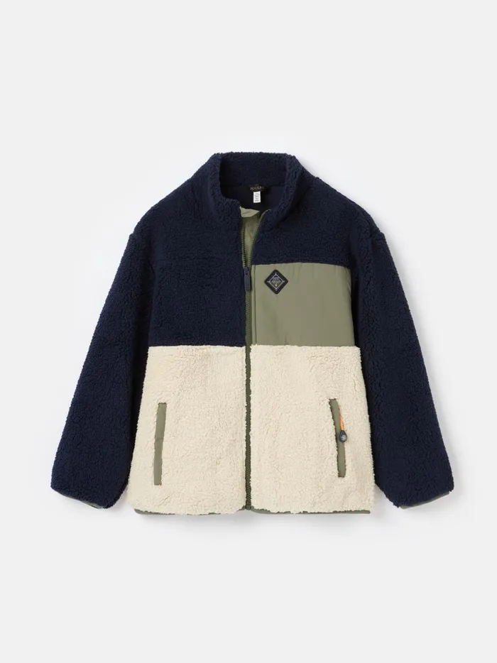 Joules Coats and Jackets Boys Navy Blue Zip Up Borg Fleece Jacket