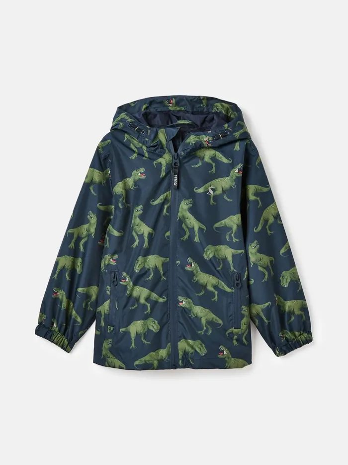 Joules Coats and Jackets Boys Navy Print Waterproof Packable Raincoat