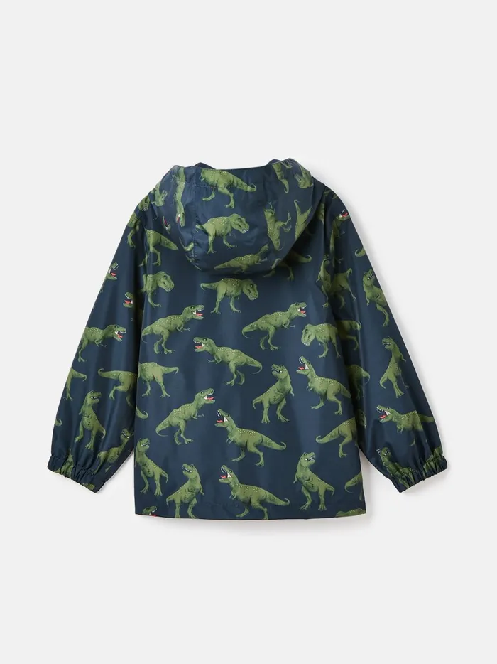 Joules Coats and Jackets Boys Navy Print Waterproof Packable Raincoat
