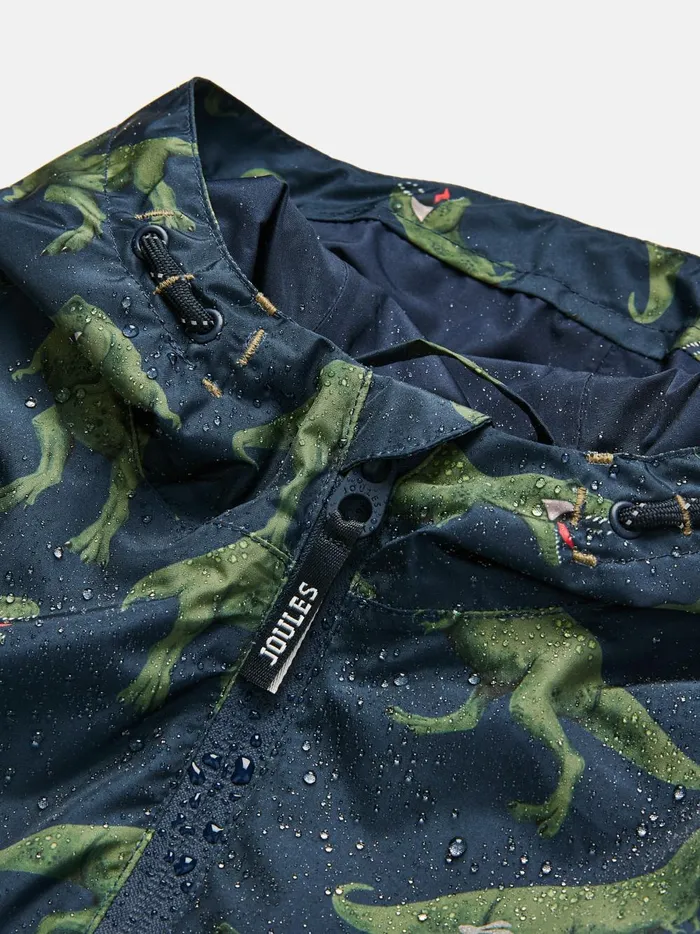 Joules Coats and Jackets Boys Navy Print Waterproof Packable Raincoat