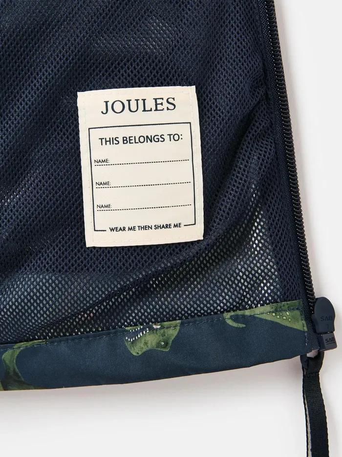 Joules Coats and Jackets Boys Navy Print Waterproof Packable Raincoat