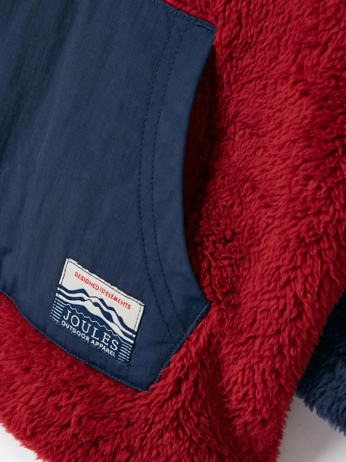 Joules Coats and Jackets Boys RedNavy Blue Half Zip Borg Fleece