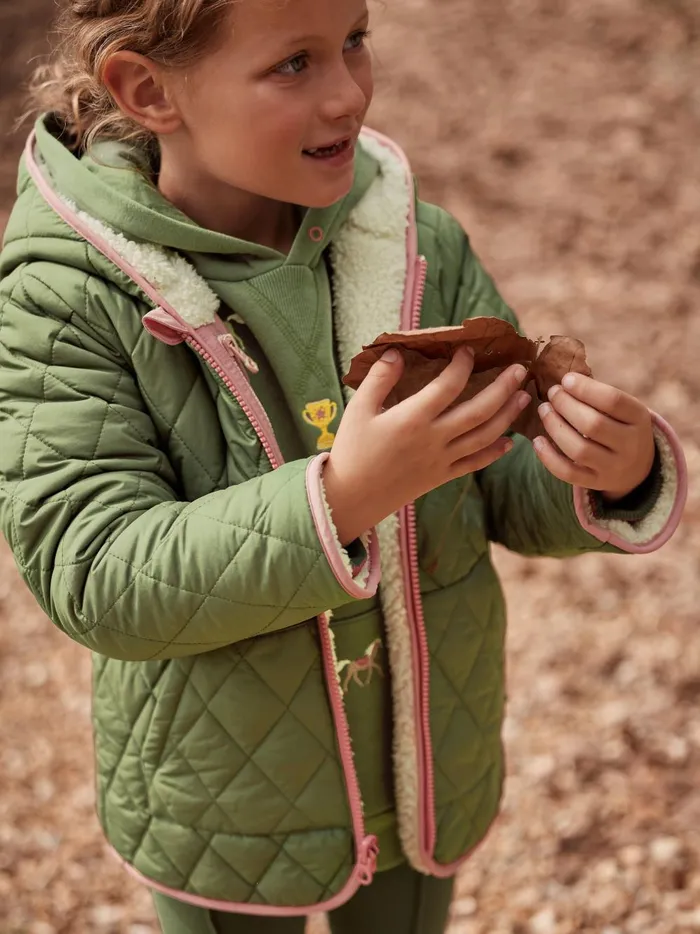 Joules Coats and Jackets Girls Cream Fleece Lined Reversible Quilted Jacket