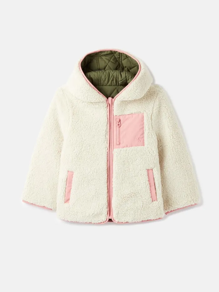 Joules Coats and Jackets Girls Cream Fleece Lined Reversible Quilted Jacket