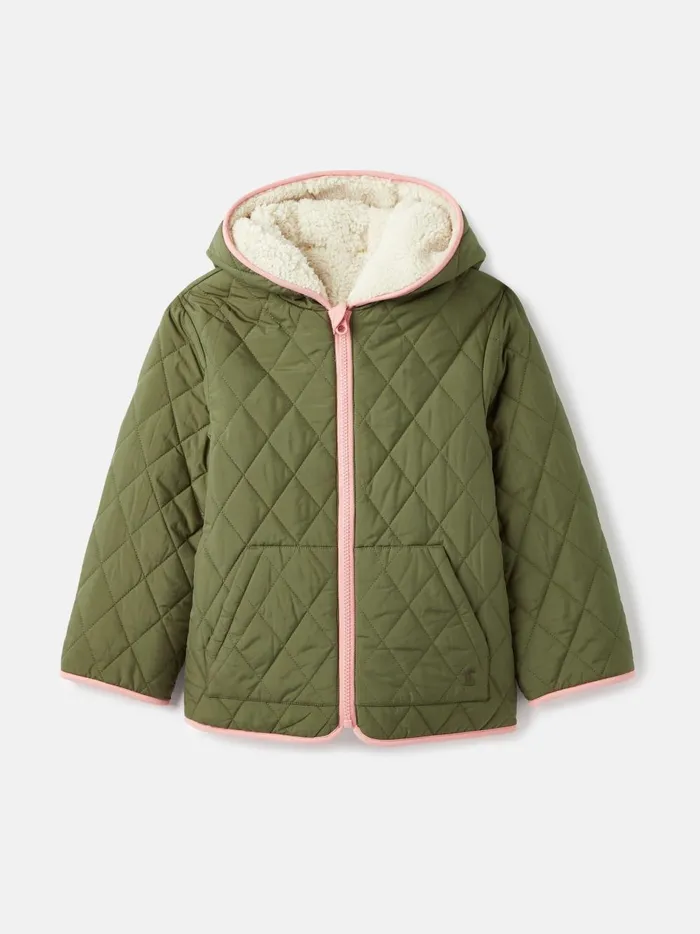 Joules Coats and Jackets Girls Cream Fleece Lined Reversible Quilted Jacket
