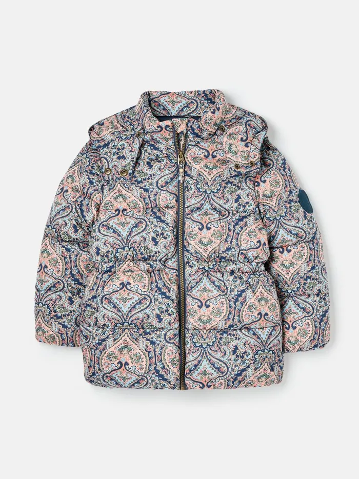 Joules Coats and Jackets Girls Navy Blue Printed Showerproof Coat