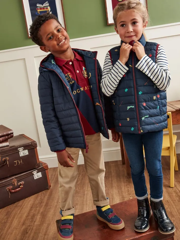 Joules Coats and Jackets Girls Navy Blue Showerproof Reversible Gilet